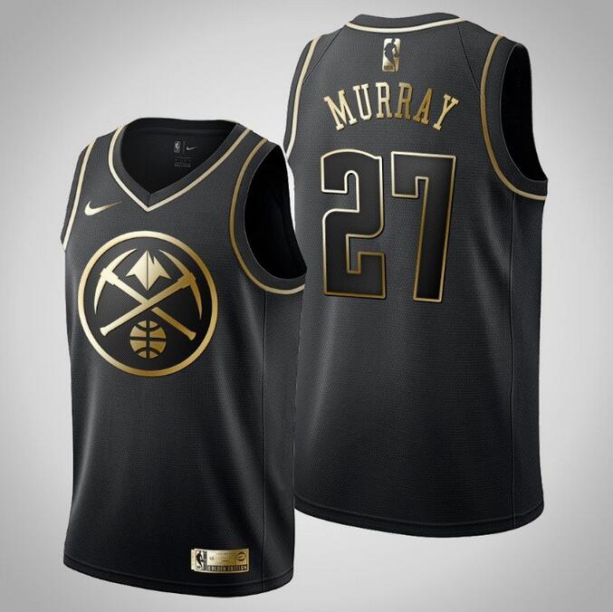 Men's Black Denver Nuggets #27 Jamal Murray Golden Edition Stitched Basketball Jersey